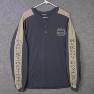 Harley-Davidson Shirt Mens XL Gray Long Sleeve Henley Bumpus Murfreesboro Dealer